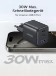 Ugreen usb c įkroviklis 30 w 3 prievadų gan ii maitinimo &scaron;altinis iphone adapteris pd greitasis įkroviklis suderinamas su iphone 16, 16 pro max, 15, 14, 13, 12, ipad, galaxy s24, s23, pixel 9
