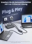 Warrky Lan skirstytuvas 1 į 3, 1000 Mbps eterneto skirstytuvas su type-c maitinimo laidu, [1,4 cm itin plonas, integruotas lieto aliuminio korpusas] gigabitinis Lan skirstytuvas 3 prievadai, tinklo jungiklis, skirtas cat 5/5e/6/7/8