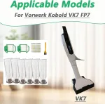 10 dalių priedų rinkinys Vorwerk Kobold Vk7 Fp7 dulkių siurbliui, atsarginės dalys: 6 dulkių mai&scaron;eliai, 2 hepa filtrai, 1 kvapnusis tabletė, 1 valymo &scaron;epetys