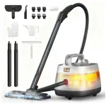 Garų valytuvas Aspiron AS-CA019, 2000 W, 1,5 l, 4 bar, su grindų &scaron;epečiu ir priedais, sidabrinis