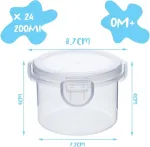 Qilzo&reg; maisto indelių rinkinys kūdikių maistui, 24 vnt., 200 ml, be Bpa, tinkami naudoti mikrobangų krosnelėje, indaplovėje ir &scaron;aldiklyje, maisto indeliai su užspaudžiamu dangteliu, daugkartinio naudojimo