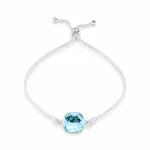 Diamond Sky Jewelry Sidabrinė apyrankė moterims DiamondSky &bdquo;Glare (Aquamarine)&ldquo;