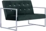 Fotelis Dvivietė sofa su porankiais, tams. žal. sp., chromas ir aks.