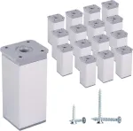 (16 vnt. pakuotė) Reguliuojamo auk&scaron;čio baldų kojelės, kampinis profilis: 40 x 40 mm, medžiagos: plastikas, aliuminis, varžtai įtraukti (16, 10 cm auk&scaron;čio)