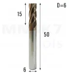 Spiralinė galinė freza metalui Cnc 4p Hrc fi 6mm Vhm (huhao)