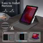 Dėklas plan&scaron;etiniam kompiuteriui Lenovo Tab M11/k11 11 colių 2024, 360&deg; pasukamas nuimamas stovas odinis dėklas su ra&scaron;iklio laikikliu, smūgiams atsparus automobilinis miego/būdravimo apsauginis dėklas su ki&scaron;ene, skirtas Tab M11 2023, juodai rudas