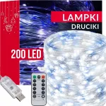 Varinės vielos girlianda 200 led &scaron;altai balta mirko lemputės + pultelis
