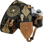Padwa Lifestyle kameros dirželis - 2 colių pločio crazy horse karvės odos galvos kameros dirželiai, grynos medvilnės austas reguliuojamas peties kaklo dirželis Dslr fotoaparatams, puiki dovana fotografams