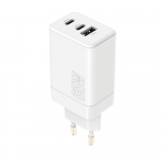 Maxlife MXTC-08-65ACC PD QC įkroviklis 2x USB-C 1x USB 65W baltos spalvos