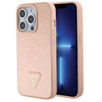 Dėklas GUESS GUHCP15XPCRTHCP IPHONE 15 PRO MAX Rožinis/Rožinis HARDCASE CROCO TRIANGLE METAL LOGO