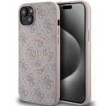 Guess GUHMP14SG4GFRP iPhone 14 / 15 / 13 6.1" rožinė/rožinė kietas dėklas 4G kolekcijai odinis metalinis MagSafe logotipas | GUESS