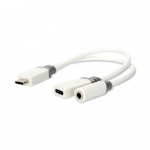 Nedis USB-C&trade; Adapteris | USB 2.0 | USB-C&trade; Stecker USB-C&trade; Buchse / 3.5 mm Buchse | 0.10 m | Rund | Vergoldet | PVC | Weiss | Box
