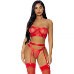 Forplay Leg Avenue Good As Gold Mesh Lingerie Set L - 3-Piece Gold Detail Design