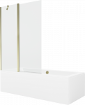 Vonia Mexen Cube su apdaila ir stiklo sienele, 180x80 cm + 120 cm, Baltas+Gold/Transparent