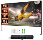 381 cm ne&scaron;iojamas kino ekranas su stovu, 16:9 HD plataus kampo, skirtas priekinei ir galinei projekcijai