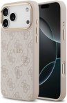 Guess PU Leather 4G Gold Frame MagSafe dėklas skirtas Apple iPhone 17 Pro Max rožinės spalvos