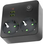 &Scaron;akotuvas (2 pozicijų) LINEA PRO FL2, juodas, su 2xUSB + 1xUSB C