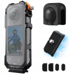 K&F CONCEPT Insta360 X5 aliuminio kameros narvas su silikonine objektyvo apsauga, 2 &scaron;altos batų jungtimis