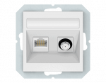 TV SAT ir kompiuterio (RJ45) lizdas QR1000, be rėmelio, baltos matinės sp.