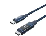 Choetech XCC-1068 duomenų perdavimo ir įkrovimo kabelis | USB-C į USB-C | PD | 60W | su LED ekranu | 1,2 m | mėlynas