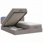 Otmana lova su matracsu ir LED Taupe 200 x 200 cm Audinys