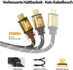 Jamega - 10 m Hdmi kabelis 4k 60hz 2.0 - didelės spartos su Ethernet Cec Arc kabeliu Hdr 3d 18gbps 2160p U-hd Ultra Hdtv, suderinamas su Ps5/ps4/ps3, Blu-ray, XBOX Series S, garso juosta, Tv - paauksuotas
