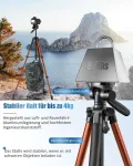 Polam-foto kameros trikojis, 188 cm kelioninis trikojis su ne&scaron;iojimo krep&scaron;iu ir telefono laikikliu, aliumininis, skirtas veidrodiniams/dslr/telefonams/vaizdo kameroms, tvirtas stovas, (svoris 1,27 kg, apkrova 3,99 kg) oranžinis