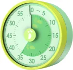 Glasflength vizualinis laikmatis 60 minučių, atgalinio skaičiavimo laikmatis vaikams ir suaugusiems, mechaninis užvedamas 79 x 39 mm, magnetinis virtuvės laikmatis kepimui, sporto salei, mokyklai (žalias)