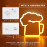 Pakabinamas &scaron;viestuvas Led neoninis ženklas alus, led neoninis &scaron;viesos ženklas, neoninė 3d sienų dekoracija, maitinamas baterijomis arba usb baltas geltonas neoninis ženklas barui, pubui, naktiniam klubui, parduotuvei, kalėdų festivalio vakarėliui