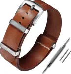 Addiesdive karinės odinės laikrodžių apyrankės 20 mm retro odinis rudas dirželis vyrams, odinis