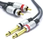 2x Rca į 6.3 mm Jack kabelis, 1.5 m, stereo garso adapteris