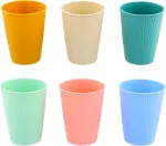 6 plastikinių puodelių rinkinys, daugkartinio naudojimo gėrimų puodeliai, 400 ml puodelių rinkinys vaikams ir suaugusiems, nedūžtantys, vandeniui, pienui, arbatos puodeliai, puodeliai (6 spalvos)
