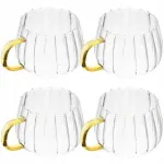 Ryfluota stiklinė su rankena 400ml kavai, arbatai, latte