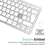 Arteck belaidė klaviatūra, voki&scaron;ka Qwertz i&scaron;dėstymo kompakti&scaron;ka Usb 2.4 Ghz mini belaidė klaviatūra su multimedijos klavi&scaron;ais, suderinama su Pc, ne&scaron;iojamuoju kompiuteriu, Windows 11, 10, 8, sidabrinė