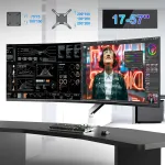 Putorsen monitoriaus laikiklis stalui, skirtas 17&ndash;57 colių plok&scaron;tiems ir lenktiems ekranams, televizoriams ir monitoriams iki 27 kg, auk&scaron;čiausios kokybės aliuminio monitoriaus laikiklis su dujine spyruokle, sutvirtinimo plok&scaron;te, vesa iki 200 x 200