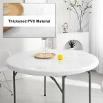 Skaidri apvali staltiesė 90-110 cm, pvc plastikinės staltiesės, skaidri stalo apsauga su elastine juosta, stalo apsauginė plėvelė, lauko staltiesė, neper&scaron;lampama sodo staltiesė, daugkartinio naudojimo