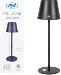 PNI LT04B stalinė lempa su 2,5W LED, 1200 mAh baterija, įkrovimas per USB-C, 150 liumenų, &scaron;ilta balta &scaron;viesa 3000K, spalva juoda