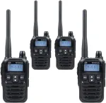 4 ne&scaron;iojamų radijo stotelių rinkinys PNI DMR R45, skaitmeninis ir analoginis, 446MHz, 16 skaitmeninių kanalų ir 99 analoginiai kanalai, balso įra&scaron;ymo funkcija, 2000mAh Li-Ion baterija