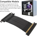 Lazmin112 Pcie 4.0 X16 stovas kabelis, Gpu prailginimo kabelis su lanksčiu dvipusiu dideliu greičiu, 180 laipsnių ekranuotas, skirtas Rtx 4090 Rx 7900 Xt Rx 7000 (juodas), Lazmin112wo0ecnudt2-16