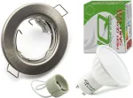 Lubinis &scaron;viestuvas Halogeninio lubinio &scaron;viestuvo rėmelio komplektas + gu10 5w led cw &scaron;altai balta iqepe