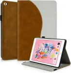 Succtopy dėklas, skirtas ipad 9.7 colių (2018/2017 modelis, 6-oji/5-oji karta)/ipad air 1/2 apsaugos dėklas itin plonas pu odos dėklas su stovo funkcija ir pie&scaron;tuko laikikliu plan&scaron;etinio kompiuterio dėklas, skirtas ipad 6/5, rudos spalvos