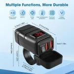 Vehoukli Dvigubas Usb Motociklo Automobilinis Įkroviklis, Dc 12-24 V Usb Jungties Voltmeteris su Nepriklausomu Jungikliu, Vandeniui atsparus Įkroviklis, Qc3.0 Motociklo, Valties, Jachtos Lizdas, Vandeniui atsparus