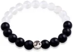Kuzzoi Buddha 0207491522 vyri&scaron;ka apyrankė su juodu onikso brangakmeniu ir stiklo karoliukais, yin-yang simbolio karoliukas pagamintas i&scaron; 925 sidabro, apyrankė porai, jogos apyrankė, energijos apyrankė, ilgis 19-23 cm