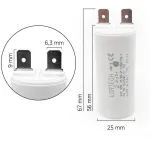 Lortech Nuolatinis kondensatorius 2 &Mu;f - 25mm x 56mm - plok&scaron;čias pagrindas - aliuminis, elektrolitas arba plastikinė plėvelė - 450v - Wb402000fp - pagaminta Italijoje