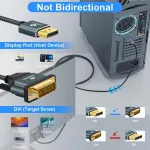 Thzzhnno Displayport į Dvi kabelis, 5 m, Dp į Dvi-d paauksuotas, pintas nailoninis adapteris i&scaron; tėčio į tėtį, suderinamas su kompiuteriu, stacionariu kompiuteriu, ne&scaron;iojamuoju kompiuteriu, Pc, monitoriumi, projektoriumi