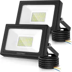 Meikee 60 W led lauko prožektorius, 6500 K, &scaron;altai balta, 5200 lm, itin ry&scaron;kus led prožektorius, ip66 atsparus vandeniui, led lauko prožektorius sodui, kiemui, važiuojamajai daliai, durims, garažui, prie&scaron;kambariui, 2 vnt.