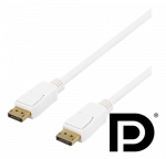 DELTACO &bdquo;DisplayPort&ldquo; kabelis, 2m, 4K UHD, DP 1.2, baltas DP-1021D