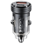 USAMS automobilinis įkroviklis C35 USB+USB-C 45W Fast Charge juodos spalvos CC175CC01 (US-CC175)