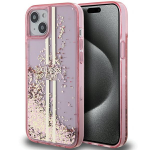 Dėklas GUESS GUHCP15MLFCSEGP IPHONE 15 PLUS / 14 PLUS 6.7 "Rožinis / Rožinis HARDCASE LIQUID GLITTER GOLD STRIPES