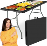 Maitinimo stalas RICO, sulankstomas į lagaminą, 152 cm, juodas